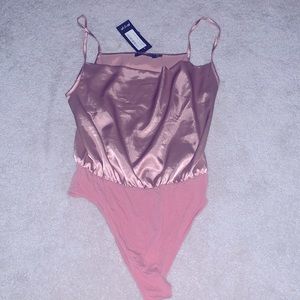 Nasty Gal pretty in pink satin bodysuit!